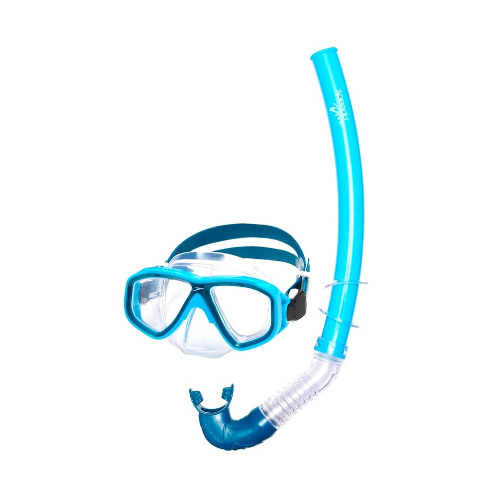 Speedo Kids' Surf Gazer Swimming Mask & Snorkel Set - Blue/Atoll Clear, Ages 3-8